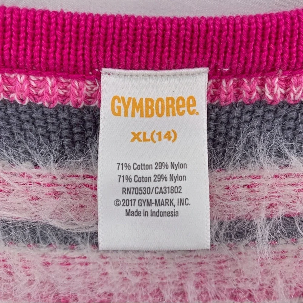 Gymboree pink‎ striped fuzzy cardigan sweater XL 14